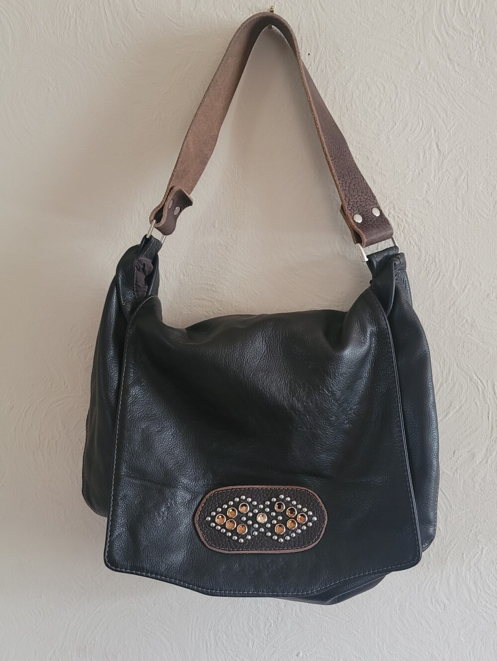 Tylie Malibu, Black Studded Leather Shoulder Bag,Y2k Gem!!
